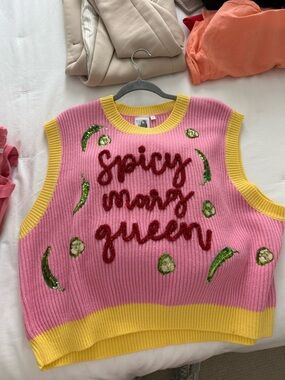 QUEEN OF SPARKLES 'Spicy Marg Queen' Embellished Knit Vest